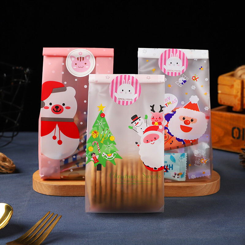 50 buc. Saci de ambalare Nougat de Anul Nou Crăciun Petrecere de Anul Nou Moș Crăciun Elk Om de zăpadă Biscuiți Pungă de plastic Materiale de Crăciun Saci dulci