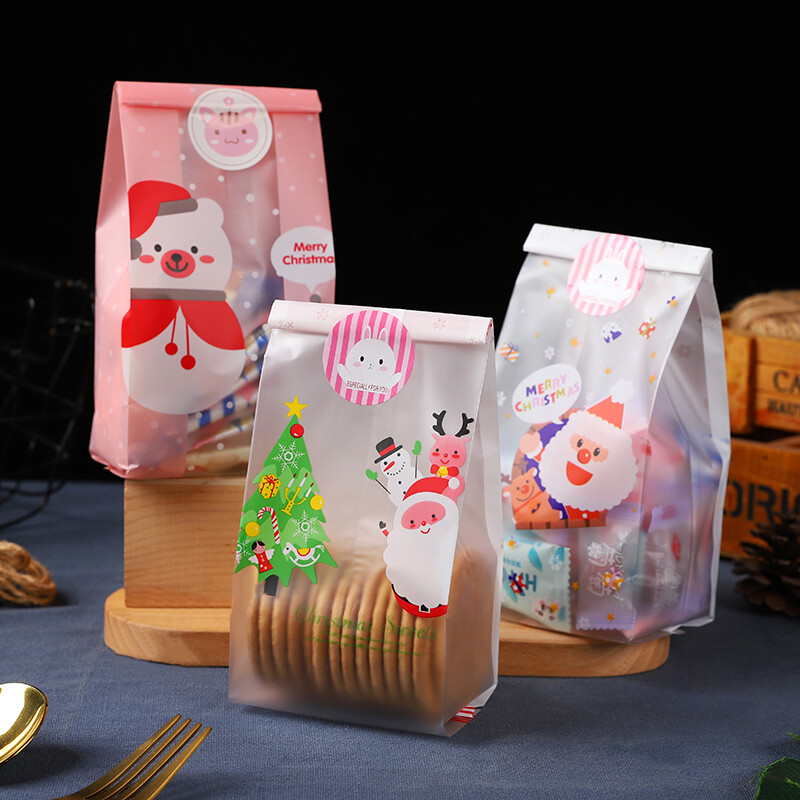 50 buc. Saci de ambalare Nougat de Anul Nou Crăciun Petrecere de Anul Nou Moș Crăciun Elk Om de zăpadă Biscuiți Pungă de plastic Materiale de Crăciun Saci dulci