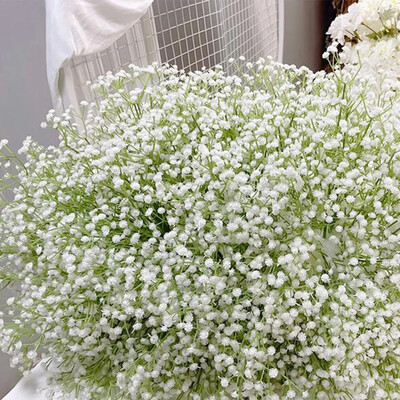 50 tk Kunstlikud Beebi hingeõhklilled Real Touch Gypsophila, mis sobivad pulmadeks pruutkihlamiseks Kodukaunistuseks