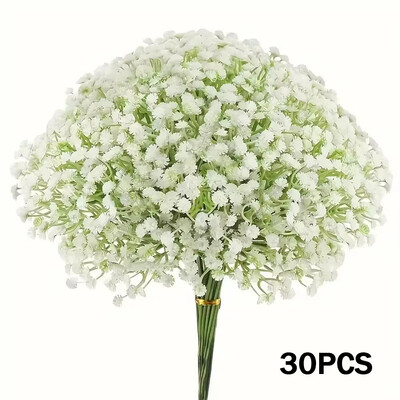 50 ks umelých kvetov "Baby's Breath", skutočný dotyk, gypsofila, vhodné na svadbu, nevestu, zásnuby, domácu ozdobu, dekoráciu izby