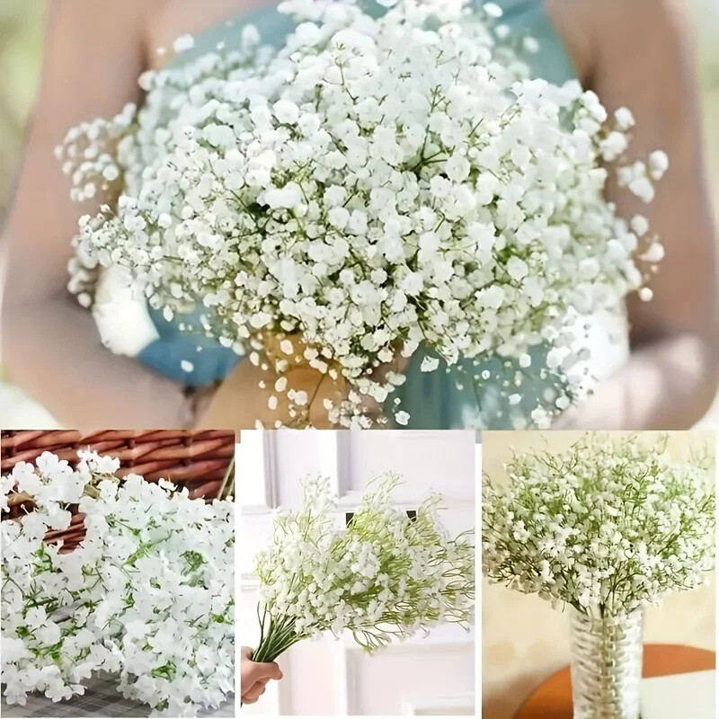 50 ks umelých kvetov "Baby's Breath", skutočný dotyk, gypsofila, vhodné na svadbu, nevestu, zásnuby, domácu ozdobu, dekoráciu izby
