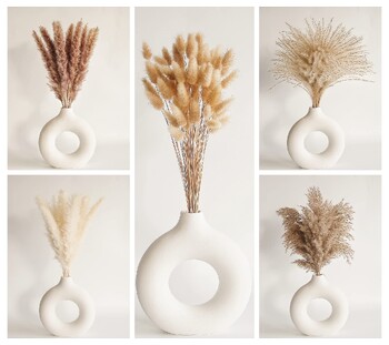 110 τεμάχια Pampas Grass with White Rabbit Tair Dried Flowers Τεχνητά Λουλούδια για Διακοσμήσεις Μπάνιου,Γραφείο,Διακόσμηση Baby Shower