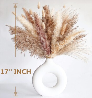 110 τεμάχια Pampas Grass with White Rabbit Tair Dried Flowers Τεχνητά Λουλούδια για Διακοσμήσεις Μπάνιου,Γραφείο,Διακόσμηση Baby Shower