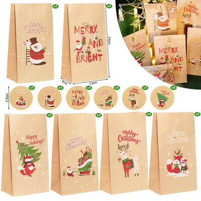 24 ks vianočných darčekových tašiek, adventný kalendár, číslovaná nálepka, darčeková taška, Santa Claus, snehuliak, párty balenie, taška na cukríky, sušienky, kabelka
