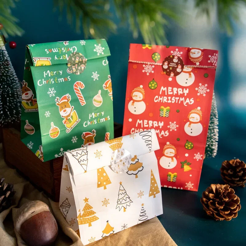 24 ks vianočných darčekových tašiek, adventný kalendár, číslovaná nálepka, darčeková taška, Santa Claus, snehuliak, párty balenie, taška na cukríky, sušienky, kabelka