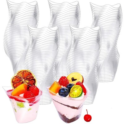 20/40PCS100ml Vienkartiniai plastikiniai desertiniai puodeliai Gimtadienio permatomi vakarėlio ledai Kalėdų komplektacija