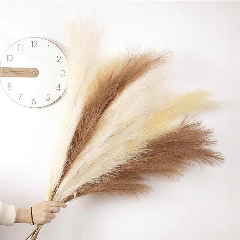 10db Bolyhos pampás fű mesterséges szimulációs növényi virágok esküvőre Boho csokor otthoni parti dekoráció nádvirágos dekoráció