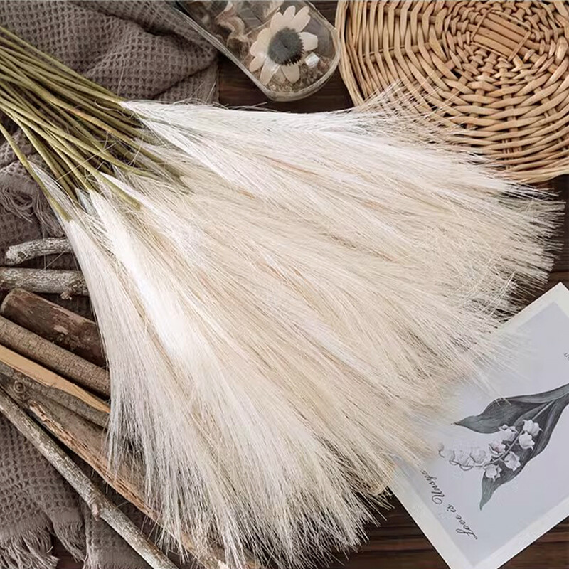 10db Bolyhos pampás fű mesterséges szimulációs növényi virágok esküvőre Boho csokor otthoni parti dekoráció nádvirágos dekoráció