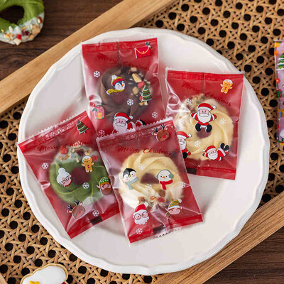 100 vnt Kalėdų saldainių maišeliai Kalėdų Naujųjų Metų vakarėlis Decora Santa Nuga Sausainių pakuotė Plastikinis maišelis Kalėdų reikmenys Saldūs maišeliai