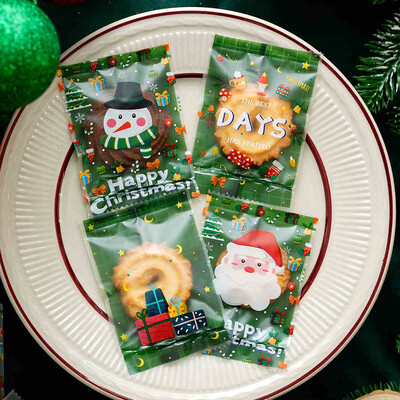 100 vnt Kalėdų saldainių maišeliai Kalėdų Naujųjų Metų vakarėlis Decora Santa Nuga Sausainių pakuotė Plastikinis maišelis Kalėdų reikmenys Saldūs maišeliai