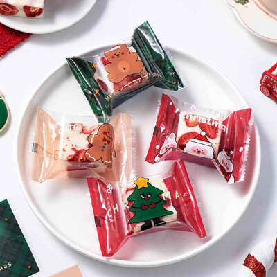 100 vnt Kalėdų saldainių maišeliai Kalėdų Naujųjų Metų vakarėlis Decora Santa Nuga Sausainių pakuotė Plastikinis maišelis Kalėdų reikmenys Saldūs maišeliai