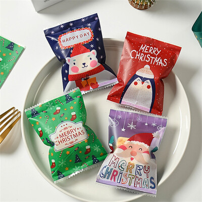 100 vnt Kalėdų saldainių maišeliai Kalėdų Naujųjų Metų vakarėlis Decora Santa Nuga Sausainių pakuotė Plastikinis maišelis Kalėdų reikmenys Saldūs maišeliai
