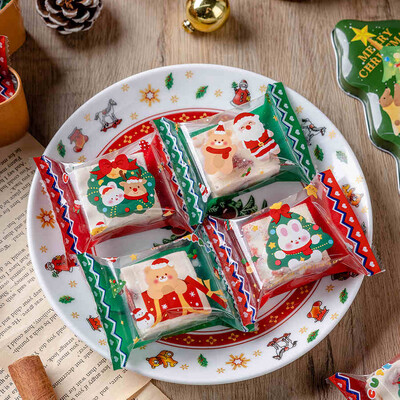 100 vnt Kalėdų saldainių maišeliai Kalėdų Naujųjų Metų vakarėlis Decora Santa Nuga Sausainių pakuotė Plastikinis maišelis Kalėdų reikmenys Saldūs maišeliai