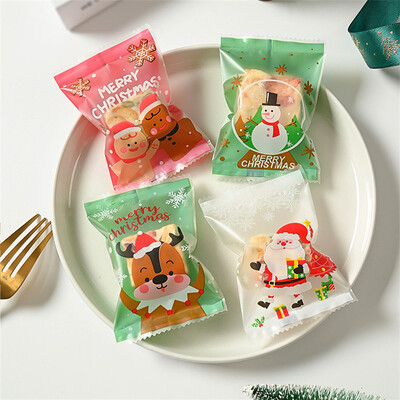 100 vnt Kalėdų saldainių maišeliai Kalėdų Naujųjų Metų vakarėlis Decora Santa Nuga Sausainių pakuotė Plastikinis maišelis Kalėdų reikmenys Saldūs maišeliai