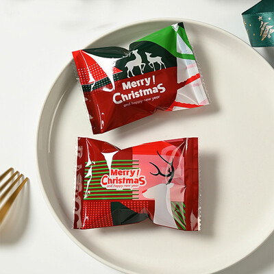 100 vnt Kalėdų saldainių maišeliai Kalėdų Naujųjų Metų vakarėlis Decora Santa Nuga Sausainių pakuotė Plastikinis maišelis Kalėdų reikmenys Saldūs maišeliai