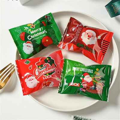 100 vnt Kalėdų saldainių maišeliai Kalėdų Naujųjų Metų vakarėlis Decora Santa Nuga Sausainių pakuotė Plastikinis maišelis Kalėdų reikmenys Saldūs maišeliai