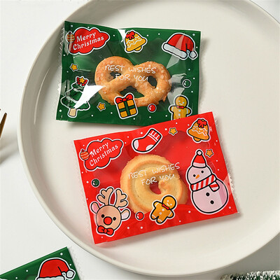 100 vnt Kalėdų saldainių maišeliai Kalėdų Naujųjų Metų vakarėlis Decora Santa Nuga Sausainių pakuotė Plastikinis maišelis Kalėdų reikmenys Saldūs maišeliai