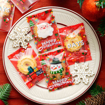 100 vnt Kalėdų saldainių maišeliai Kalėdų Naujųjų Metų vakarėlis Decora Santa Nuga Sausainių pakuotė Plastikinis maišelis Kalėdų reikmenys Saldūs maišeliai