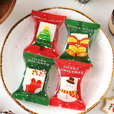 100 vnt Kalėdų saldainių maišeliai Kalėdų Naujųjų Metų vakarėlis Decora Santa Nuga Sausainių pakuotė Plastikinis maišelis Kalėdų reikmenys Saldūs maišeliai