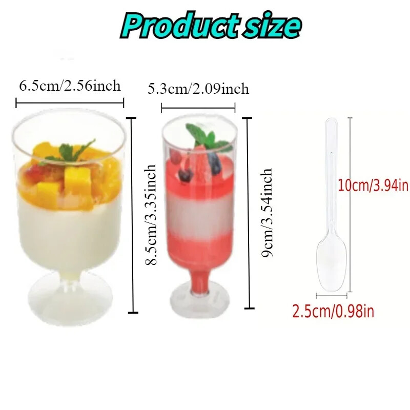 20/40 de bucăți cană de desert de unică folosință ceașcă de înghețată ceașcă mică de vin ceașcă de desert din plastic perfectă pentru budincă de înghețată cu fructe