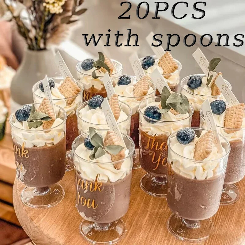 20/40 de bucăți cană de desert de unică folosință ceașcă de înghețată ceașcă mică de vin ceașcă de desert din plastic perfectă pentru budincă de înghețată cu fructe