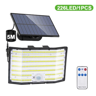 Lumini solare de securitate cu LED Senzor de mișcare în aer liber 234/280/226 Lumină de inundație cu LED IP65 Lampă de perete împărțită, impermeabilă, cu energie solară, în 3 moduri