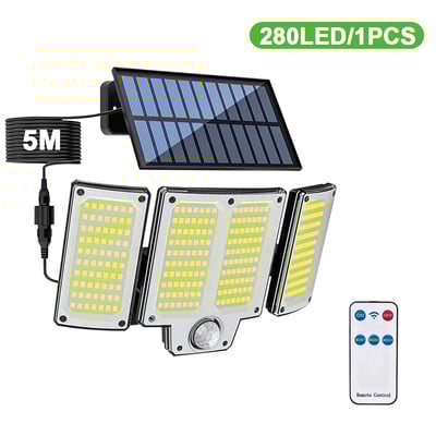 Lumini solare de securitate cu LED Senzor de mișcare în aer liber 234/280/226 Lumină de inundație cu LED IP65 Lampă de perete împărțită, impermeabilă, cu energie solară, în 3 moduri