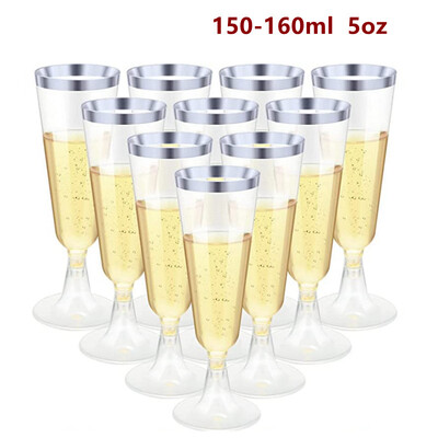 50 vnt 5OZ vienkartinio vyno puodelio vakarėlio plastikinis šampano fleita kokteilis braškių skrudinimo taurė vestuvių baro vakarėliui stovyklavimui