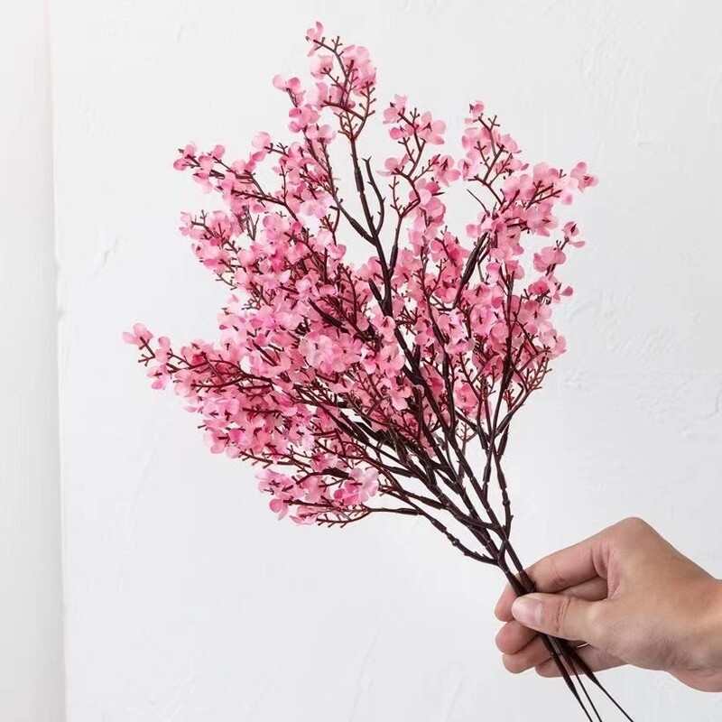 Svadobná dekorácia Domáca kytica Falošný kvet Lacné viacfarebné umelé kvety Sakura Detský dych Falošné kvety DIY