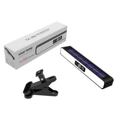 Saulės šviesos diodų šviesos vandeniui atsparus judesio jutiklis, ryškus, lengvai montuojamas spaustukas ant sieninės lempos su spaustuku, kabančiu lauko kiemo sodo apšvietimu