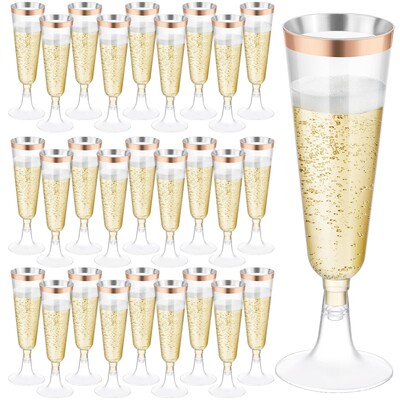 25 опаковки пластмасови флейти за шампанско 5,5 унции чаши за шампанско за еднократна употреба мимоза чаши за сватбени препичания парти чаши за коктейли в насипно състояние