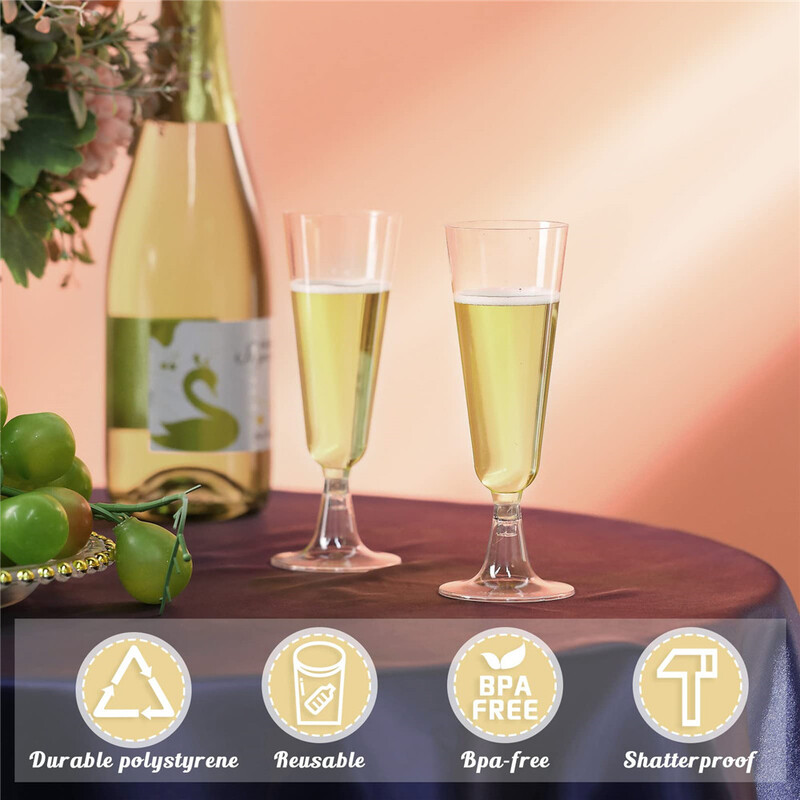 25 опаковки пластмасови флейти за шампанско 5,5 унции чаши за шампанско за еднократна употреба мимоза чаши за сватбени препичания парти чаши за коктейли в насипно състояние