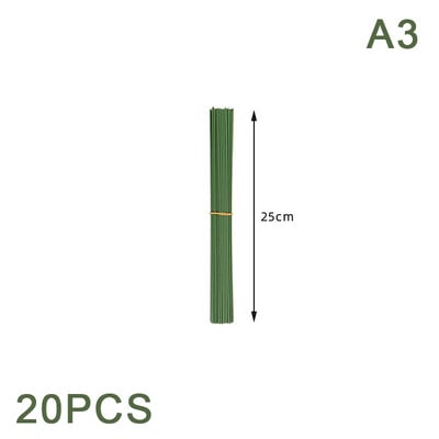 20 ks 15/20/25/30/40 cm umelé zelené kvetinové stonky, kvetinový materiál pre domácich majstrov, ručne vyrobené drôtené stonky, doplnky na svadobné dekorácie