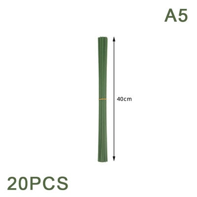 20 ks 15/20/25/30/40 cm umelé zelené kvetinové stonky, kvetinový materiál pre domácich majstrov, ručne vyrobené drôtené stonky, doplnky na svadobné dekorácie