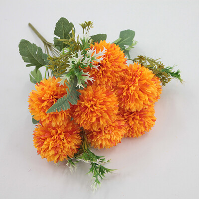12 villa 8 fej 48 cm nagy csokor virággolyók krizantém csokrok otthoni esküvői művirág dekoráció hamis virág