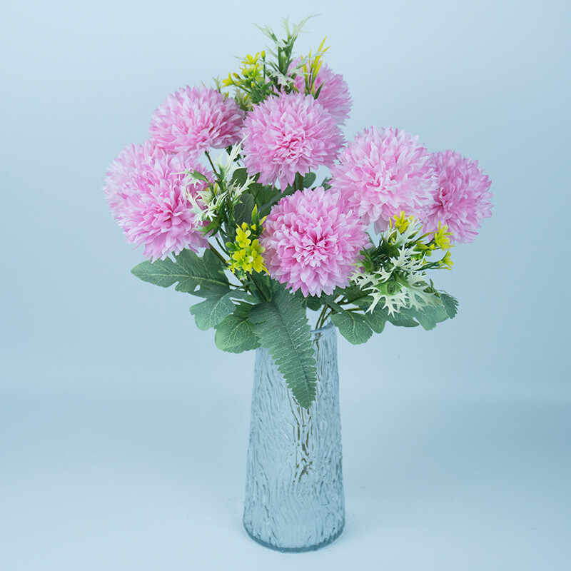12 villa 8 fej 48 cm nagy csokor virággolyók krizantém csokrok otthoni esküvői művirág dekoráció hamis virág
