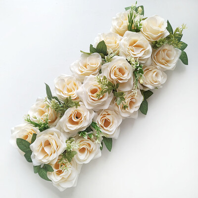 Dirbtinių gėlių arka Gėlių eilės dekoravimas Vestuvių priėmimas Gėlėtas centrinis valgomojo stalo stalo bėgikas Svetainės banketas