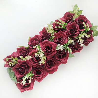 Dirbtinių gėlių arka Gėlių eilės dekoravimas Vestuvių priėmimas Gėlėtas centrinis valgomojo stalo stalo bėgikas Svetainės banketas