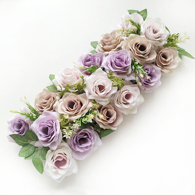 Dirbtinių gėlių arka Gėlių eilės dekoravimas Vestuvių priėmimas Gėlėtas centrinis valgomojo stalo stalo bėgikas Svetainės banketas