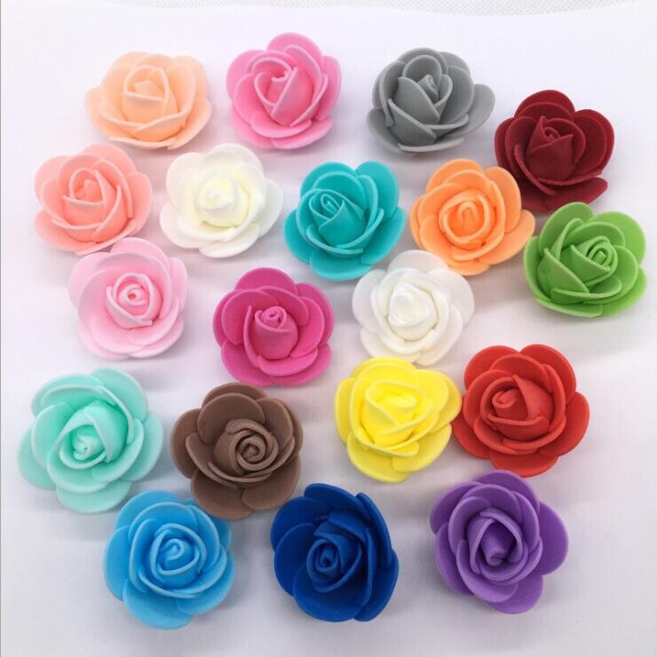 Približne 480 ks - 500 ks/3 cm mini PE penové ružové kvety, umelé ružové kvety, ručne vyrobené, DIY, párty, svadobné dekorácie do domácnosti