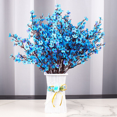 Mākslīgie augi Skaisti zili BabysBreath Ziemassvētku dekori Viltus plastmasas ziedi mājām kāzu kāzu festivāla ballītes vāze