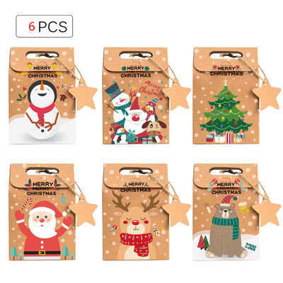 6/12/24 db karácsonyi cukorka ajándékdoboz címkével, nátronpapír sütis, snack-csomagoló zacskók 2024 karácsonyi parti lakberendezési újév 2025