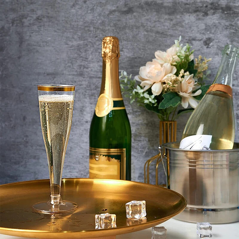 Plastikinės šampano fleitos Vienkartinės šampano taurės Mimozos taurės akrilinės vestuvinės skrudinimo taurės vakarėlių kokteilių taurės