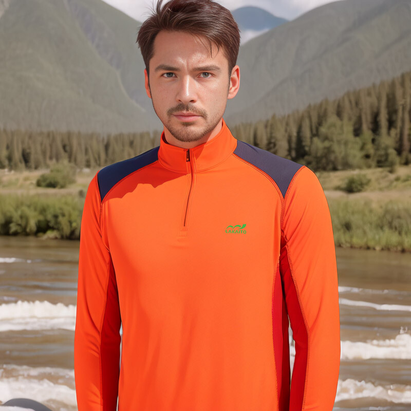 Kültéri gyorsan száradó póló férfi hosszú ujjú gallér nyári rugalmas izzadságelnyelő, légáteresztő gyorsan száradó túraruházat