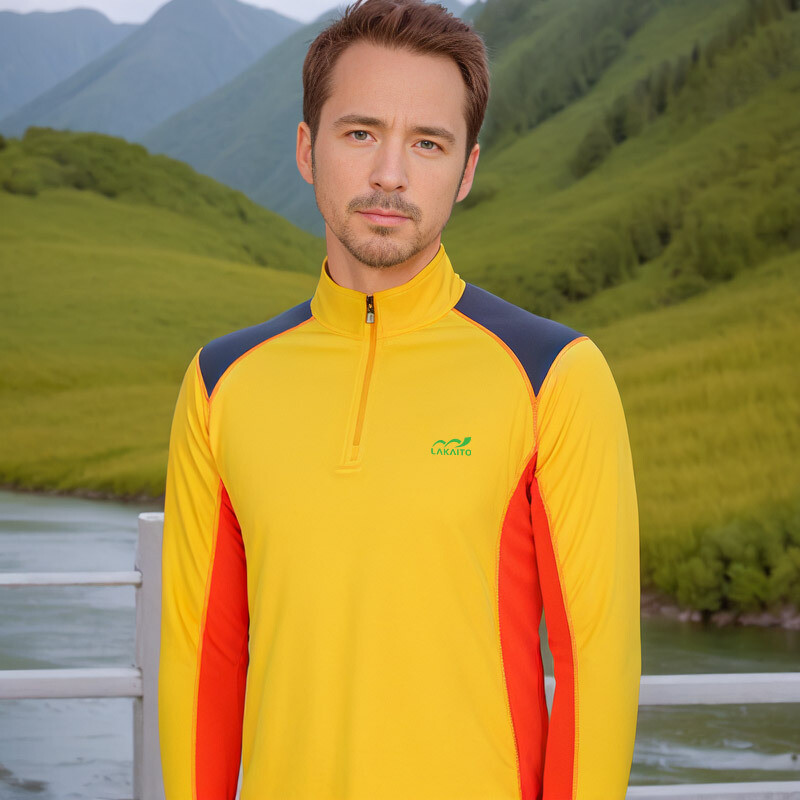 Kültéri gyorsan száradó póló férfi hosszú ujjú gallér nyári rugalmas izzadságelnyelő, légáteresztő gyorsan száradó túraruházat