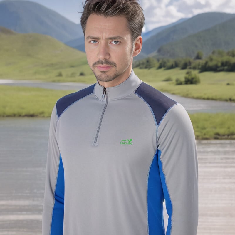 Kültéri gyorsan száradó póló férfi hosszú ujjú gallér nyári rugalmas izzadságelnyelő, légáteresztő gyorsan száradó túraruházat