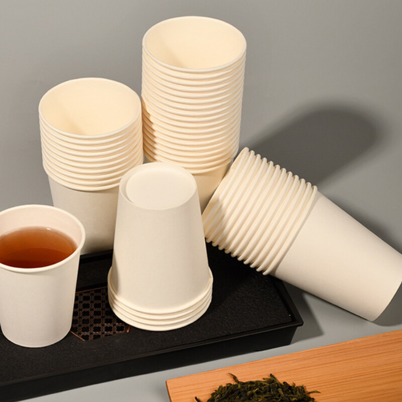 100 buc/pachet, 250 ml, alb pur, ceașcă de hârtie de unică folosință, cafea, ceai, ceașcă cu lapte. Accesorii pentru petrecerea de aniversare.