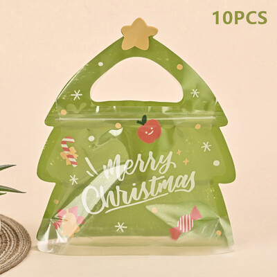 10 ks vianočných darčekových tašiek na cukríky, čokoládové sušienky, nugátové sušienky, balenie darčekových tašiek na stromček, Santa Claus, zipsové tašky
