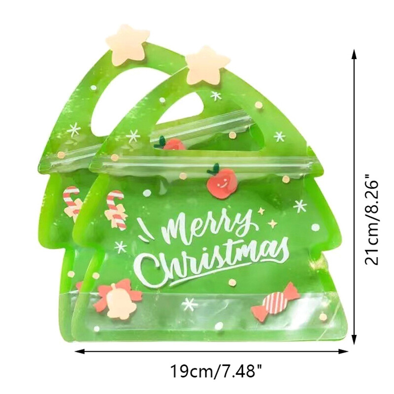 10 ks vianočných darčekových tašiek na cukríky, čokoládové sušienky, nugátové sušienky, balenie darčekových tašiek na stromček, Santa Claus, zipsové tašky