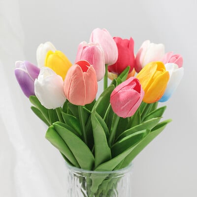 5/10Pcs Tulip Flowers Artificial Tulip Bouquet PE Foam Fake Flower for Wedding Galle Decor Διακόσμηση μπουκέτο κήπου σπιτιού